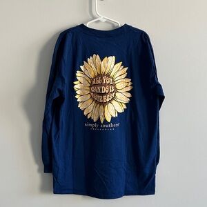 Simply Southern Sunflower Shirt Girls Medium